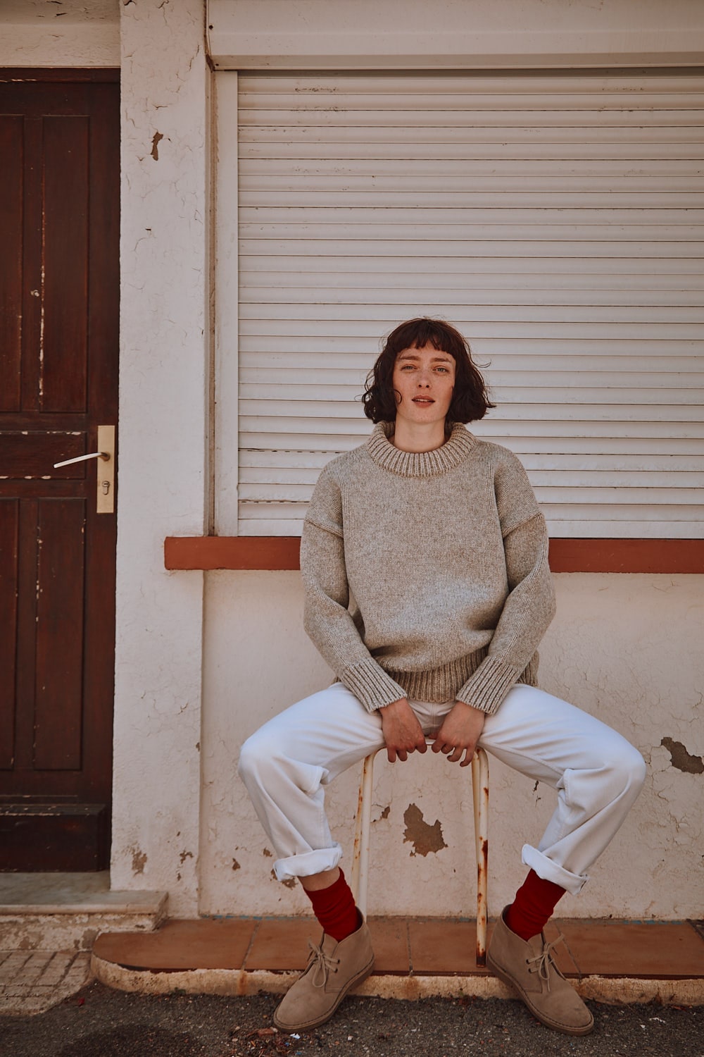STEPHANIE Oversize Sweater in Merino Wool - Beige - 100% cruelty- free and sustainable knitwear - L'envers