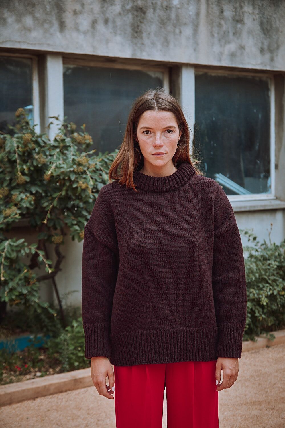 STEPHANIE Oversize Sweater in Merino Wool Plum