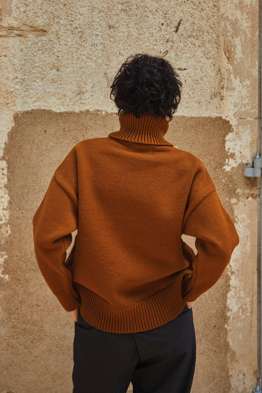 THERESE Sweater - 100% Cruelty Free Merino Wool in Amber Spanish Merino Wool sweater - L'Envers