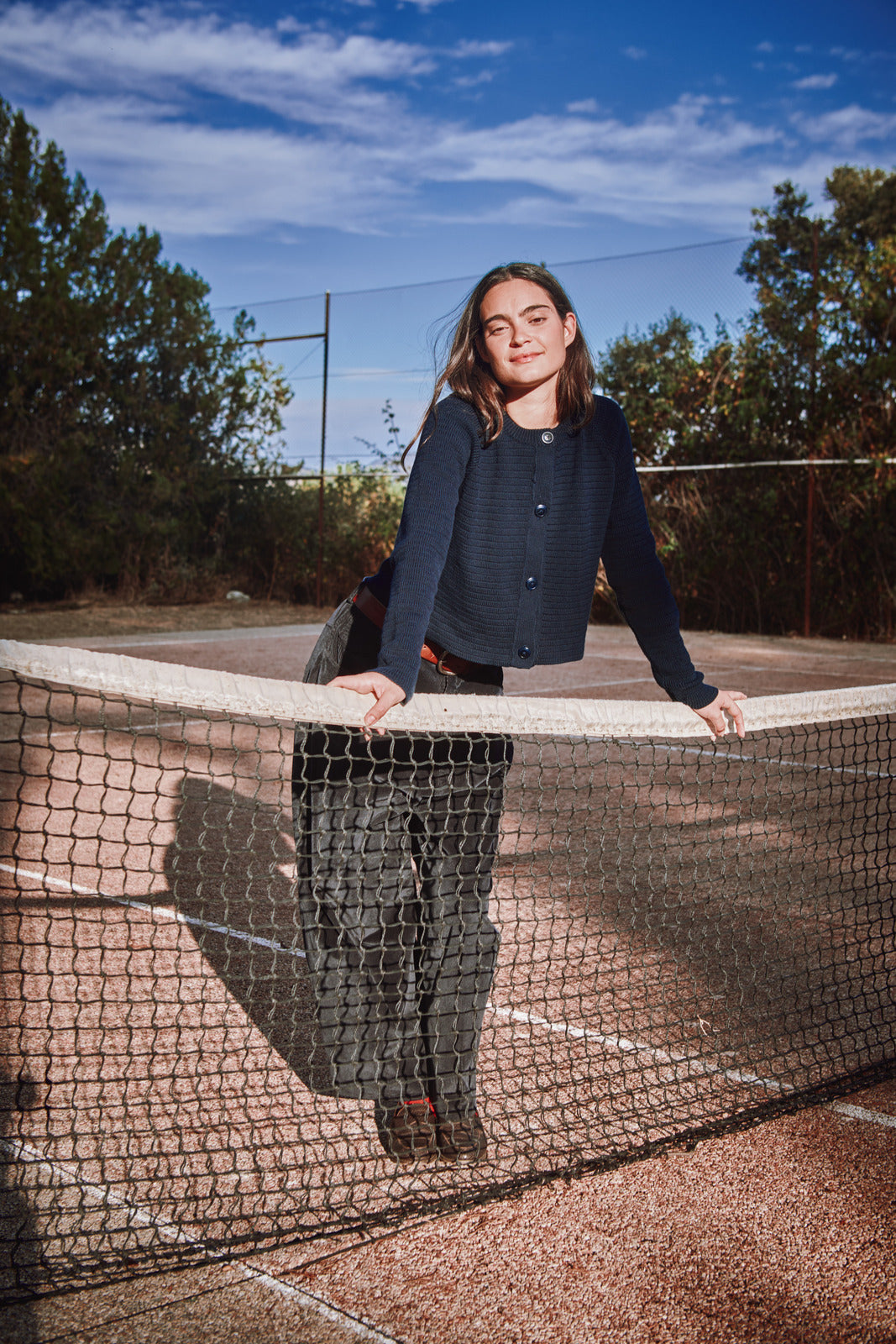 VALÉRIE Cropped Cardigan in Organic Cotton - Navy Blue