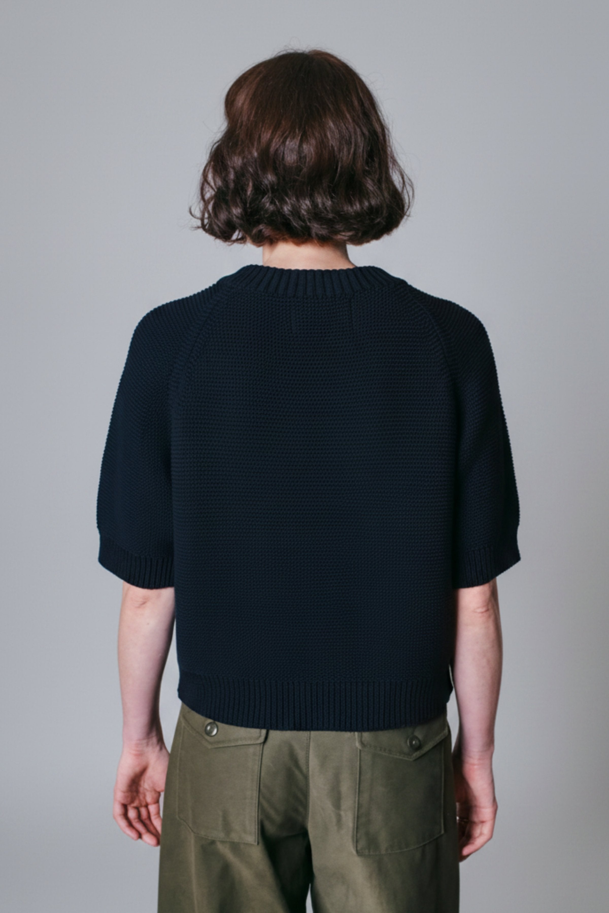 CLARISSE Cardigan à manches courtes en coton biologique - Bleu marine