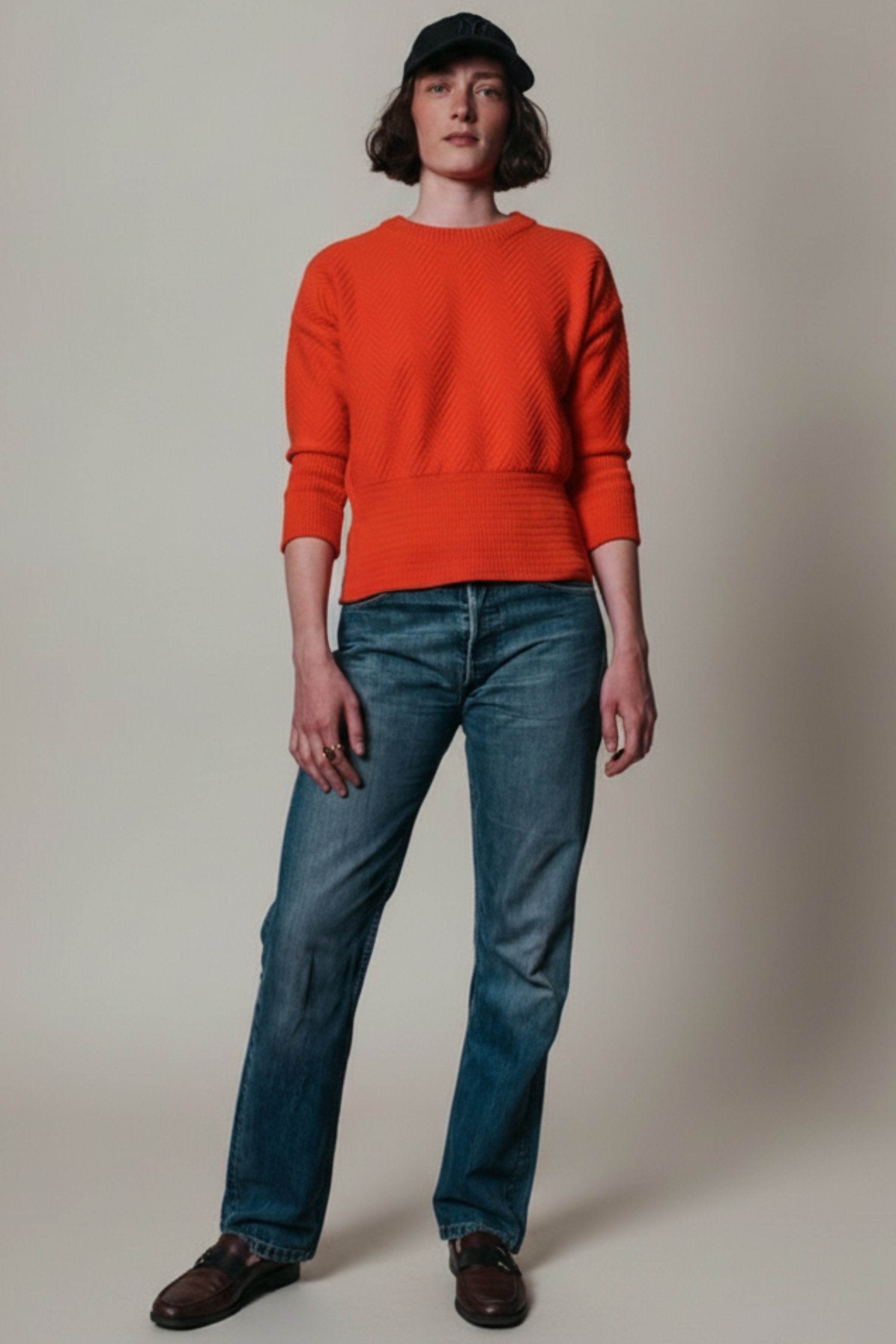 NELLIE Chevron Sweater in Organic Cotton - Red