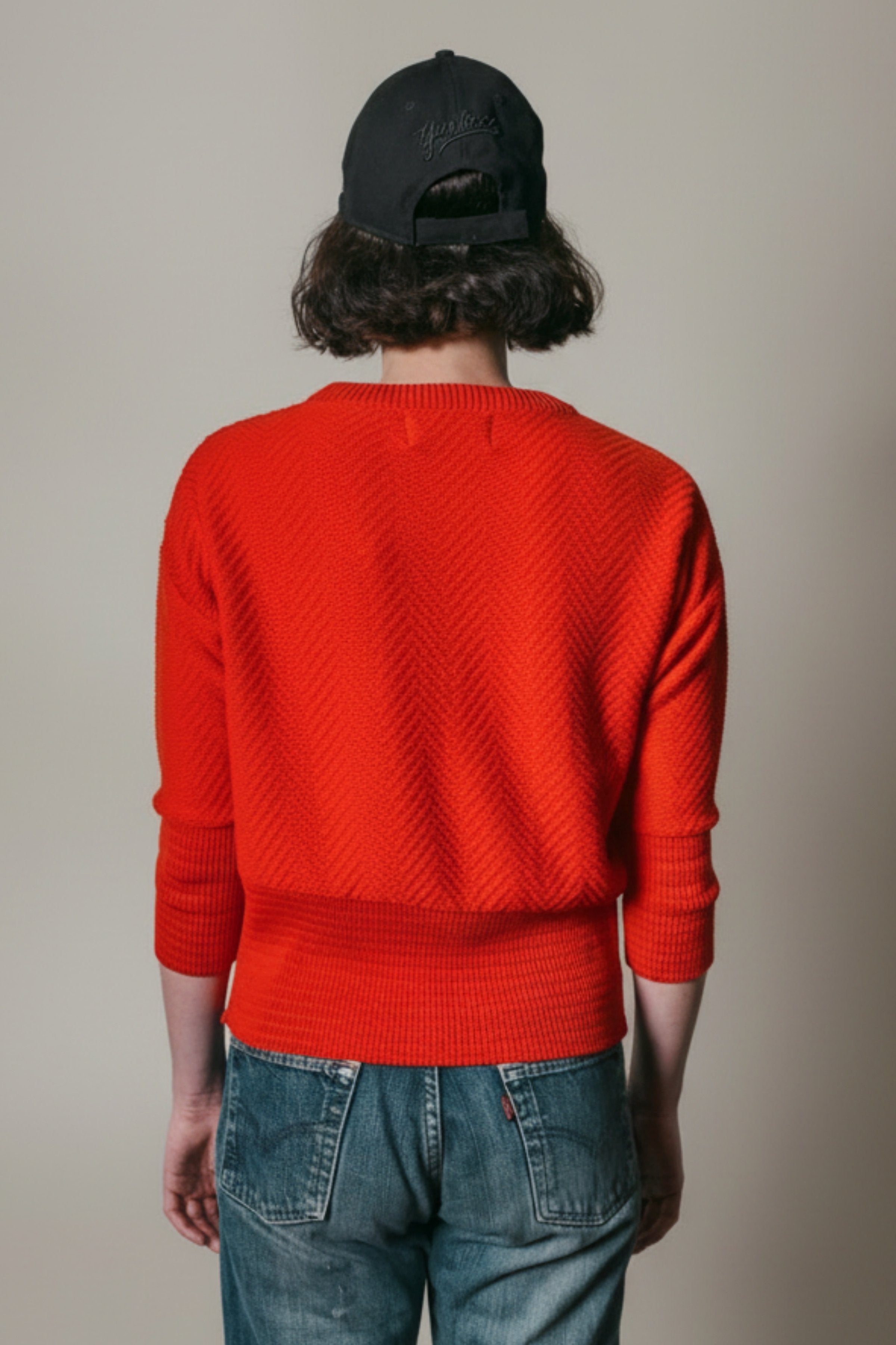 NELLIE Pull à chevrons en coton bio - Rouge