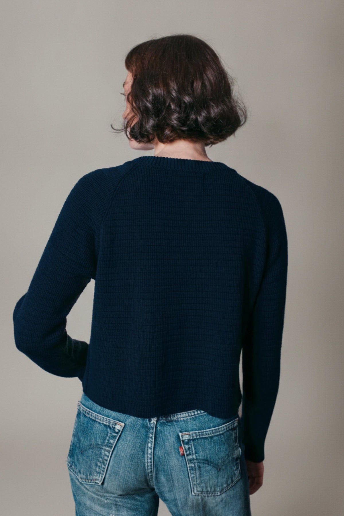VALÉRIE Cropped Cardigan in Organic Cotton - Navy Blue