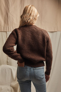 AGNES Raglan Sweater in chocolate brown - 100% Cruelty Free Merino Wool - L'Envers