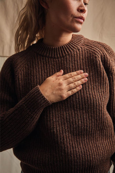 AGNES Raglan Sweater in chocolate brown - 100% Cruelty Free Merino Wool - L'Envers