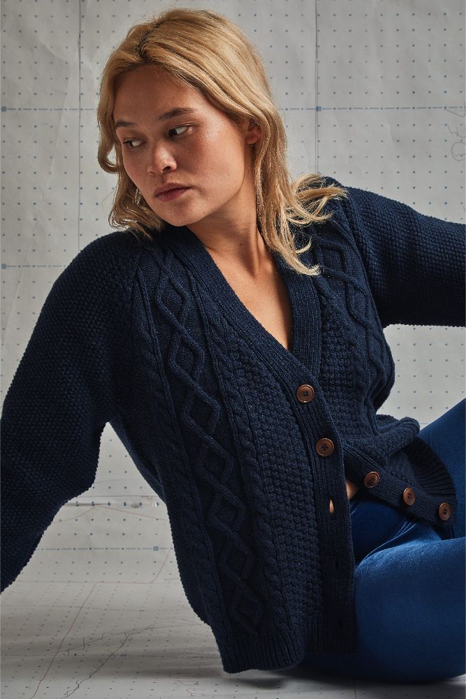 blue knit sweater