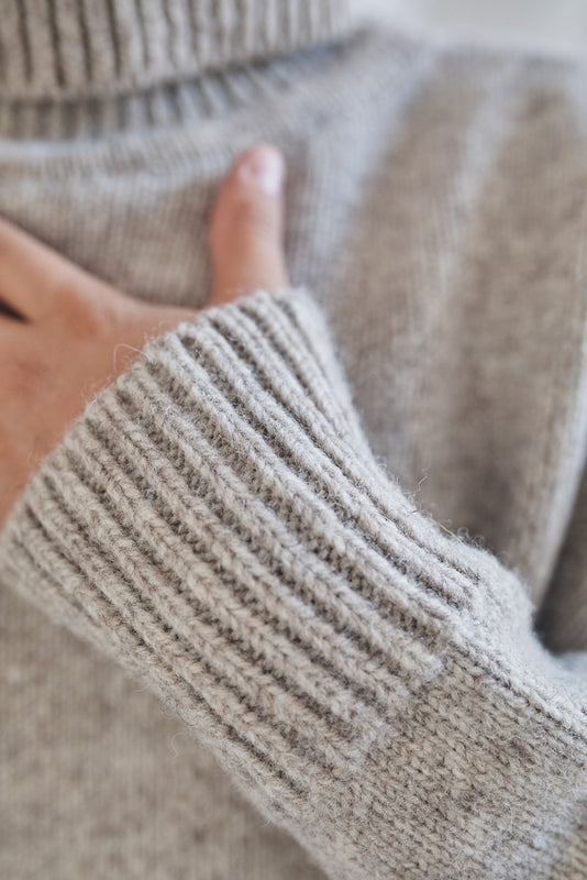 THÉRÈSE Turtle Neck Oversized Sweater in Beige - Dropped Shoulders Sweater100% Cruelty Free Spanish Merinos Wool - L'Envers