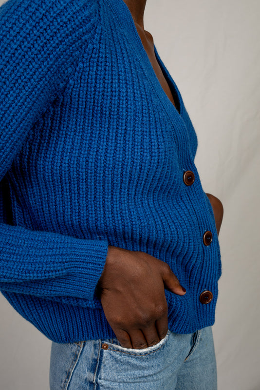 ANNA V Neck Cardigan - 100% Non Mulesed Wool - 100% Spanish Merino Wool Cardigan - L'Envers