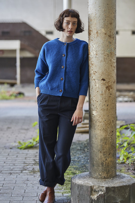 SÉRAPHINE Cardigan - 100% Cruelty Free Merino Wool in Klein Blue - L'Envers