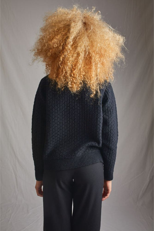 FLORENCE open weave sweater in black - 100% Cruelty Free Merino Wool - L'Envers