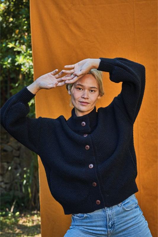 GEORGE Cardigan in Black - 50% Cruelty Free Merino Wool & 50% Yak Wool- L'Envers