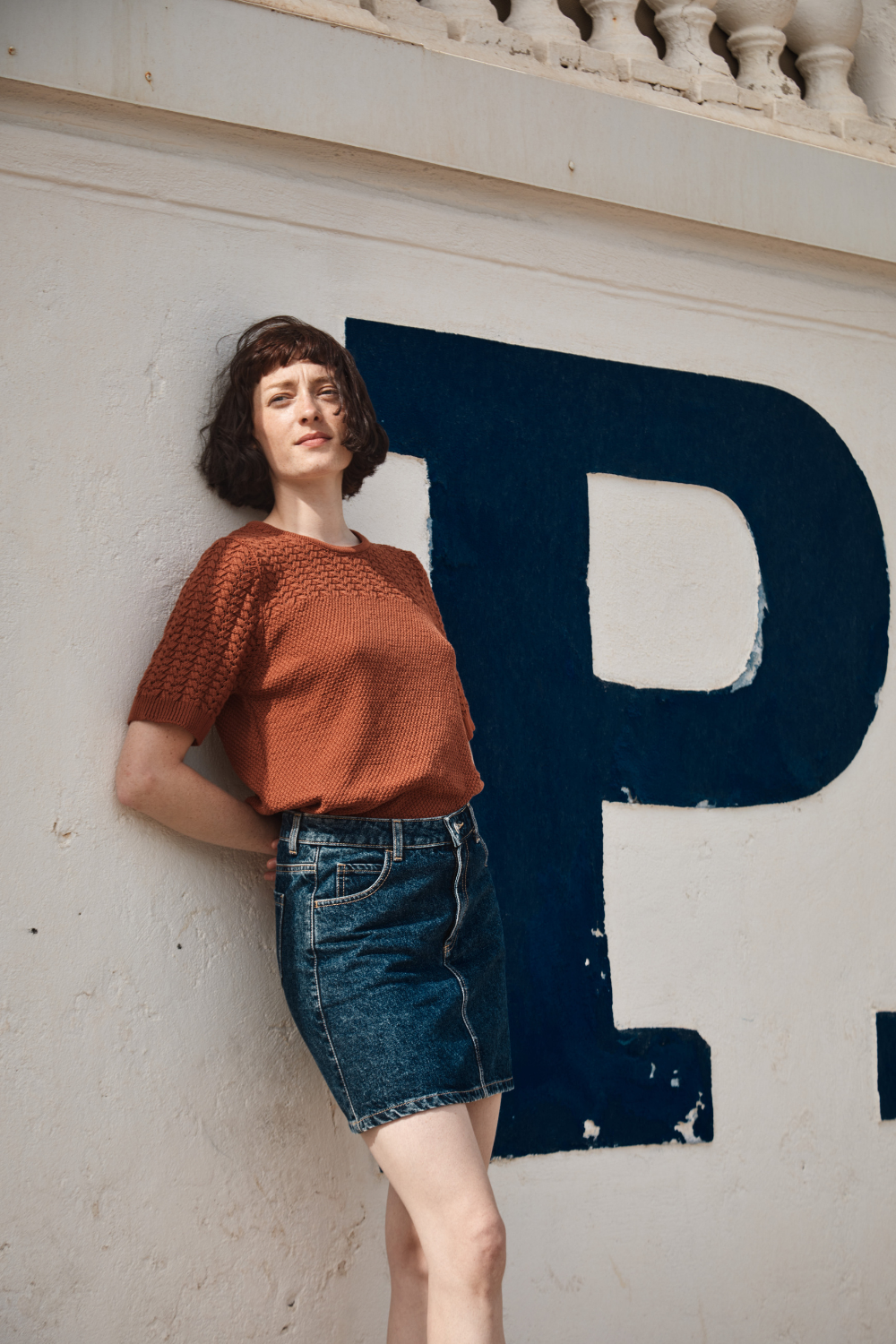 LIZ Top en dentelle en coton biologique - Terracotta