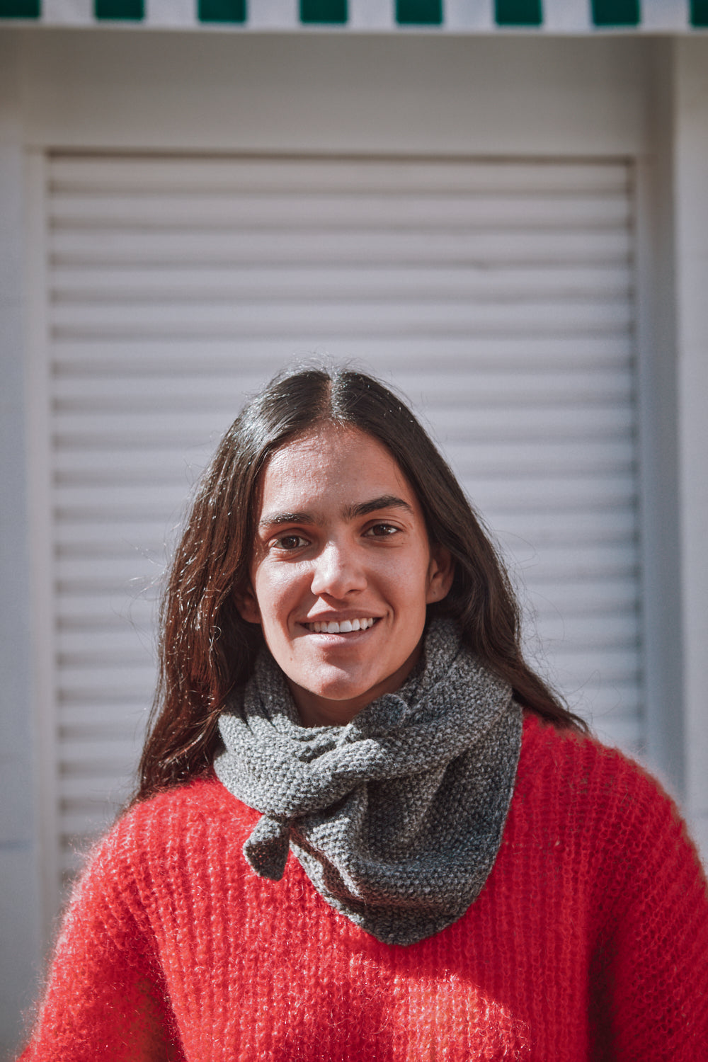 Bandana HORTENSE en laine mérinos - Gris cendré