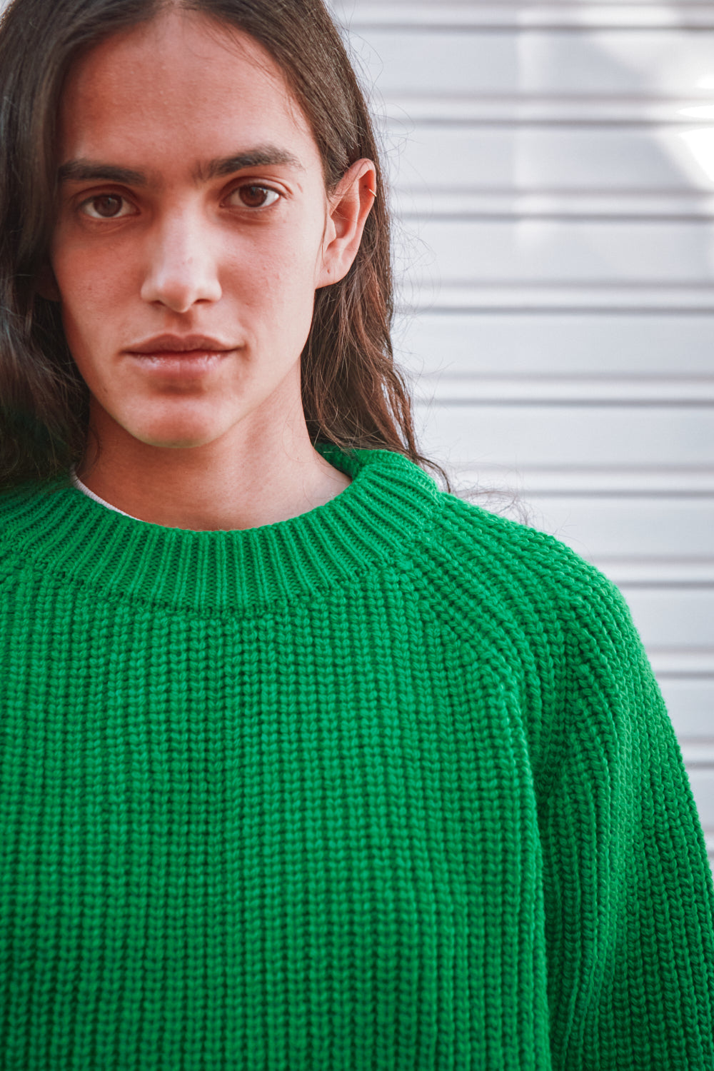 AGNÈS Pull raglan en laine mérinos - Vert perroquet
