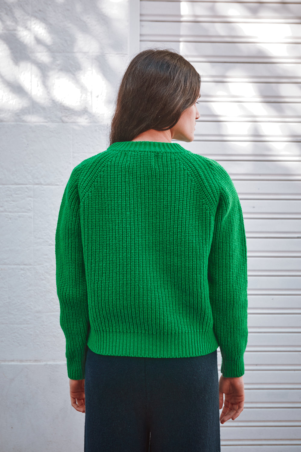 AGNÈS Pull raglan en laine mérinos - Vert perroquet