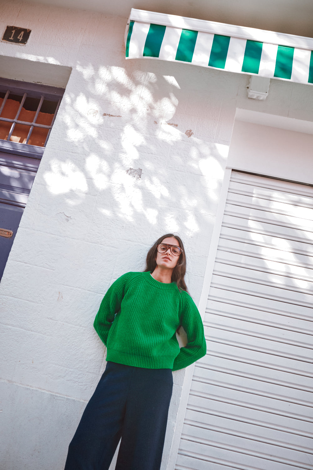 AGNÈS Pull raglan en laine mérinos - Vert perroquet