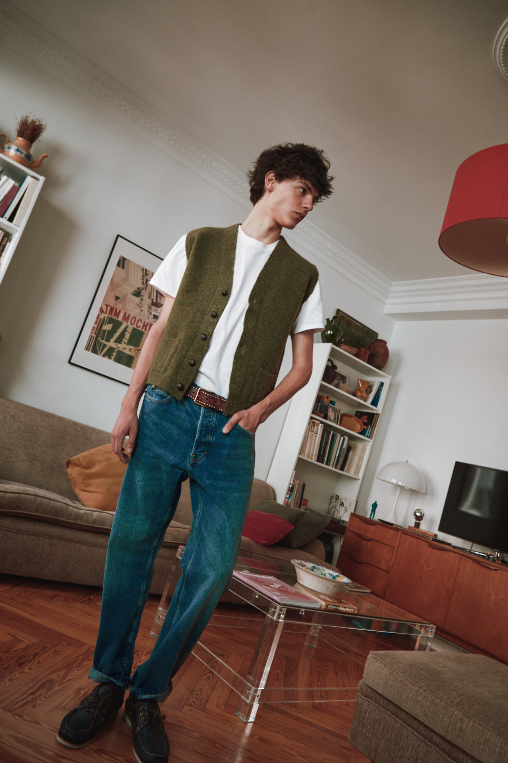 ALBERTO Gilet sans manches pour homme en laine bouillie - Vert olive