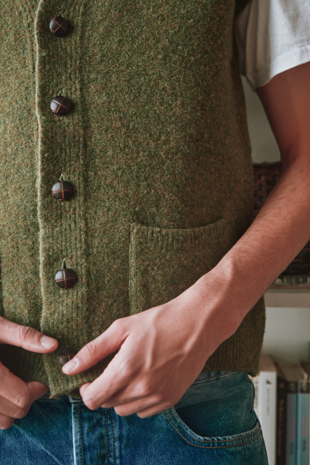 ALBERTO Gilet sans manches pour homme en laine bouillie - Vert olive