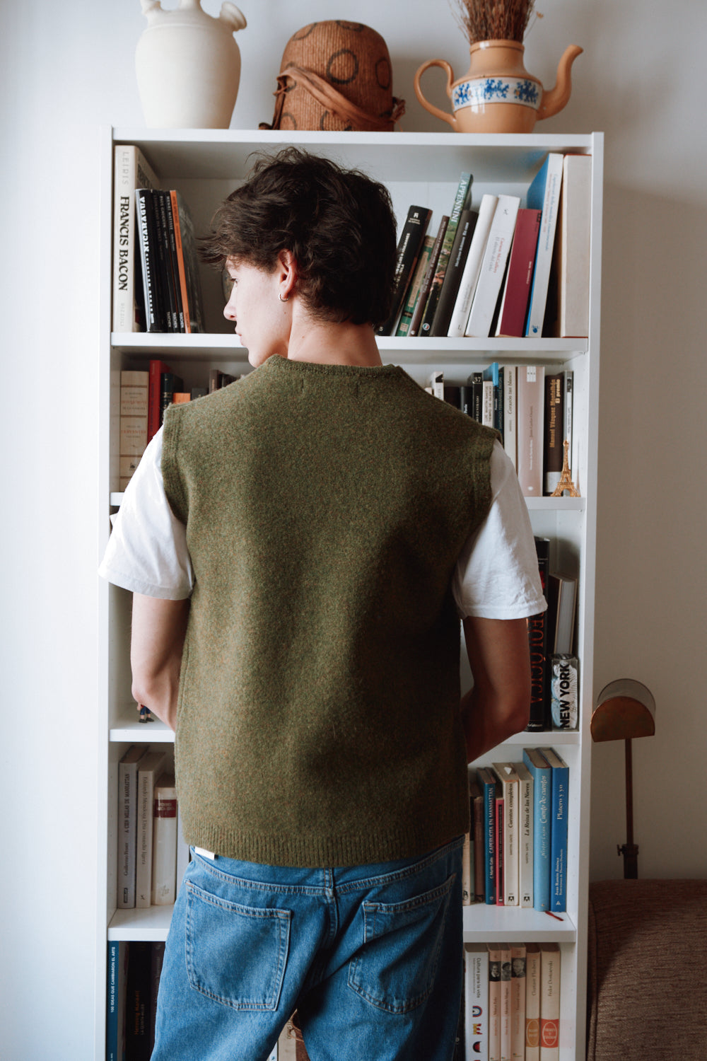 ALBERTO Gilet sans manches pour homme en laine bouillie - Vert olive