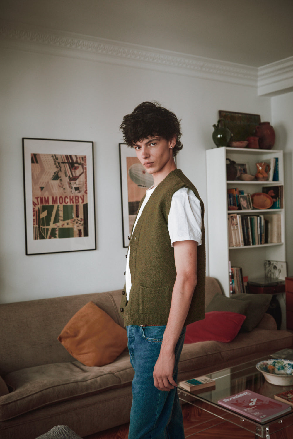 ALBERTO Gilet sans manches pour homme en laine bouillie - Vert olive