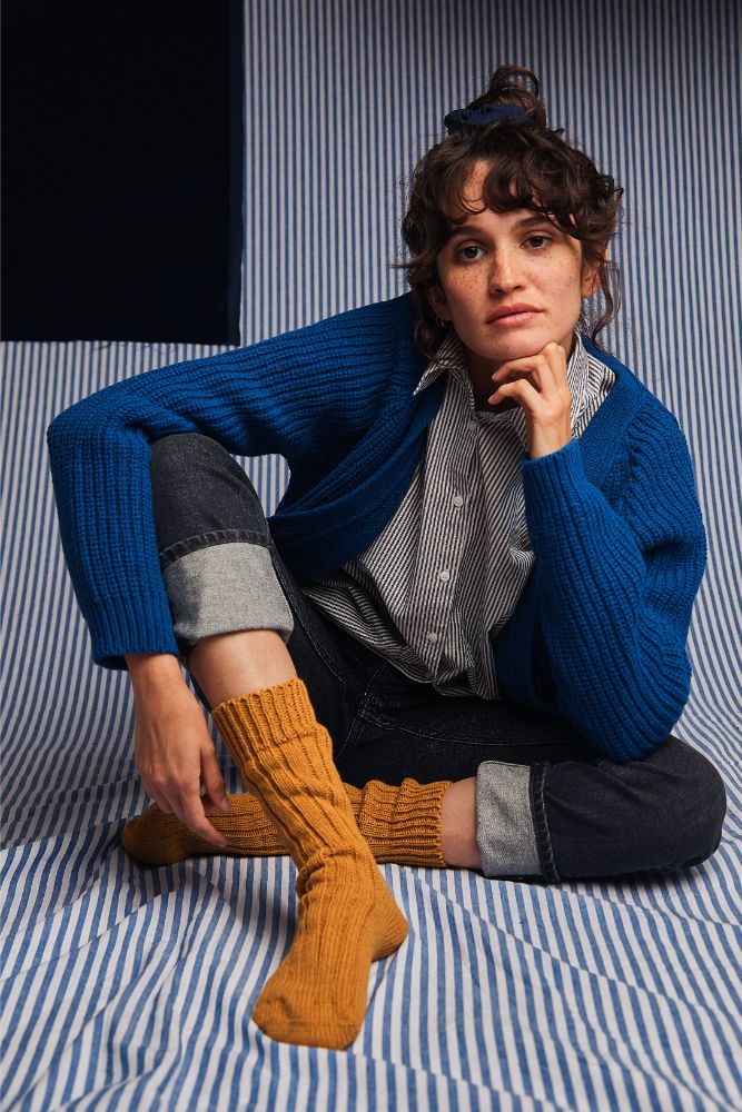 BERTHE Chaussettes en laine mérinos - Moutarde (Livraison avant Noël)