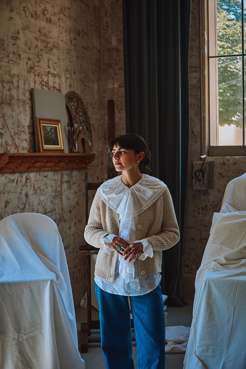 ANNA gilet en blanc cassé - 100% coton biologique - L'Envers