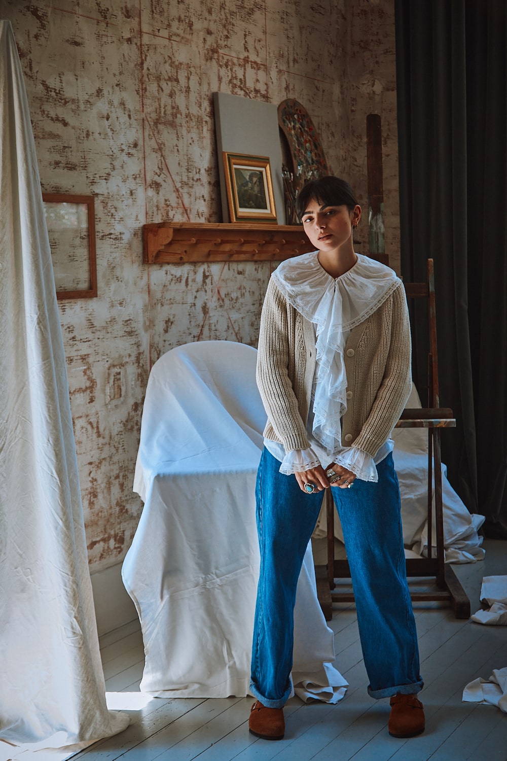 ANNA gilet en blanc cassé - 100% coton biologique - L'Envers