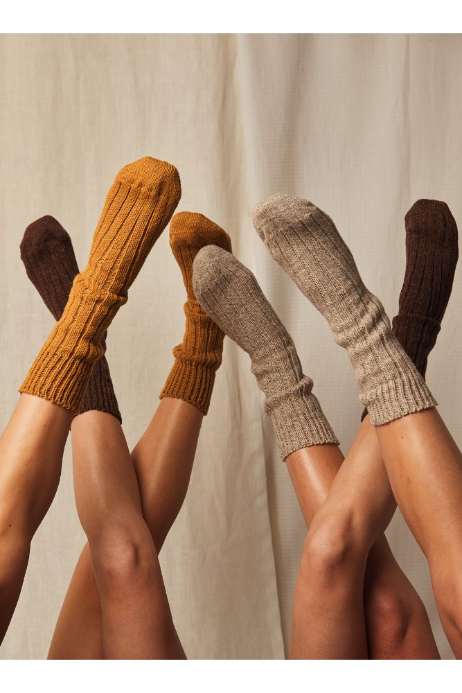 BERTHE Chaussettes en laine mérinos - Moutarde (Livraison avant Noël)