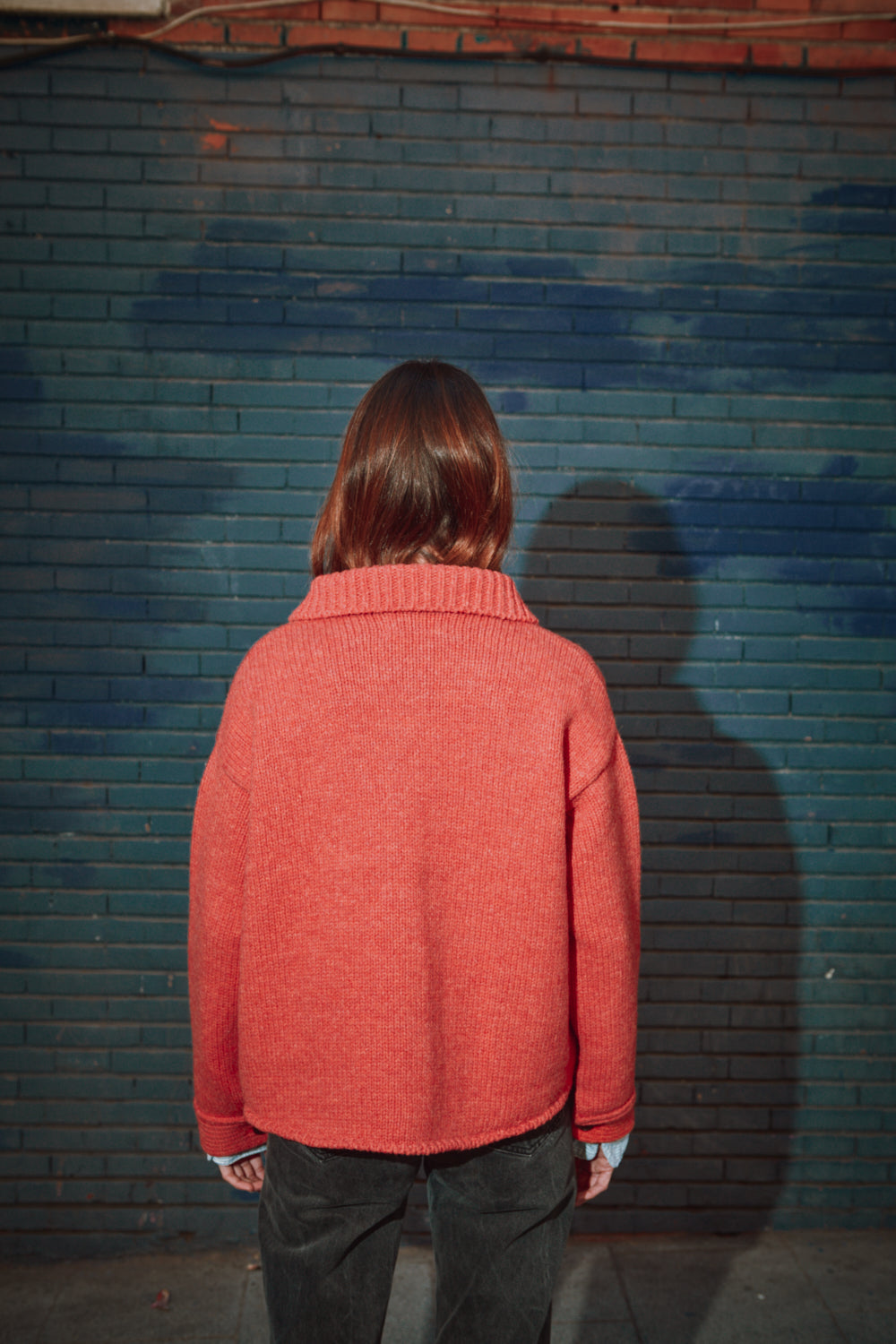 Veste en maille CALAMITY en laine mérinos - Coral
