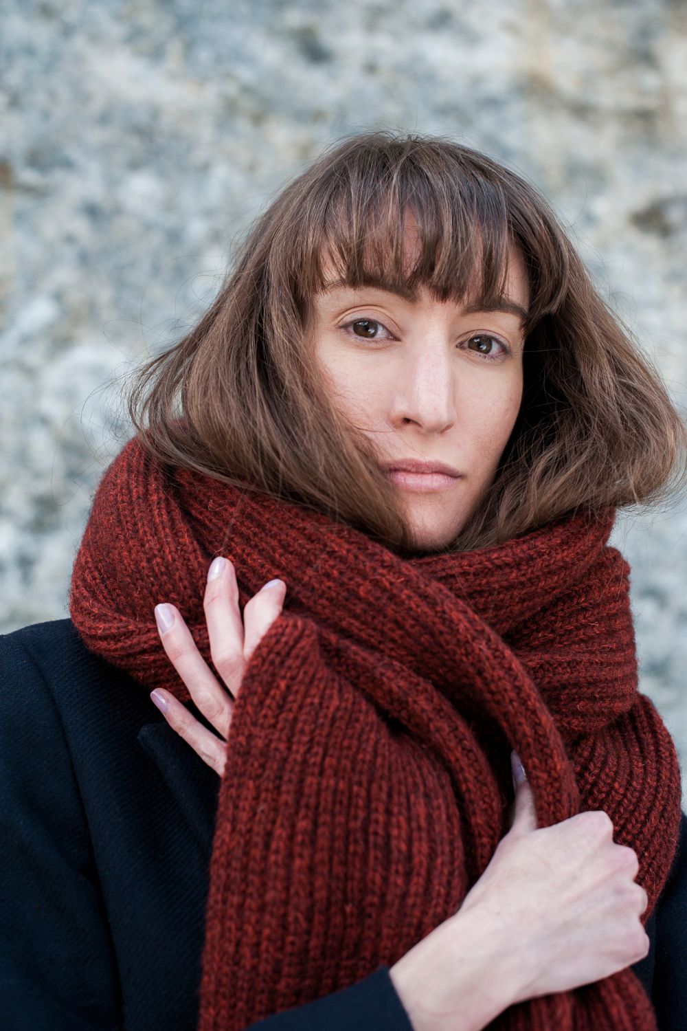 CAMILLE Écharpe longue en laine yack - Brique