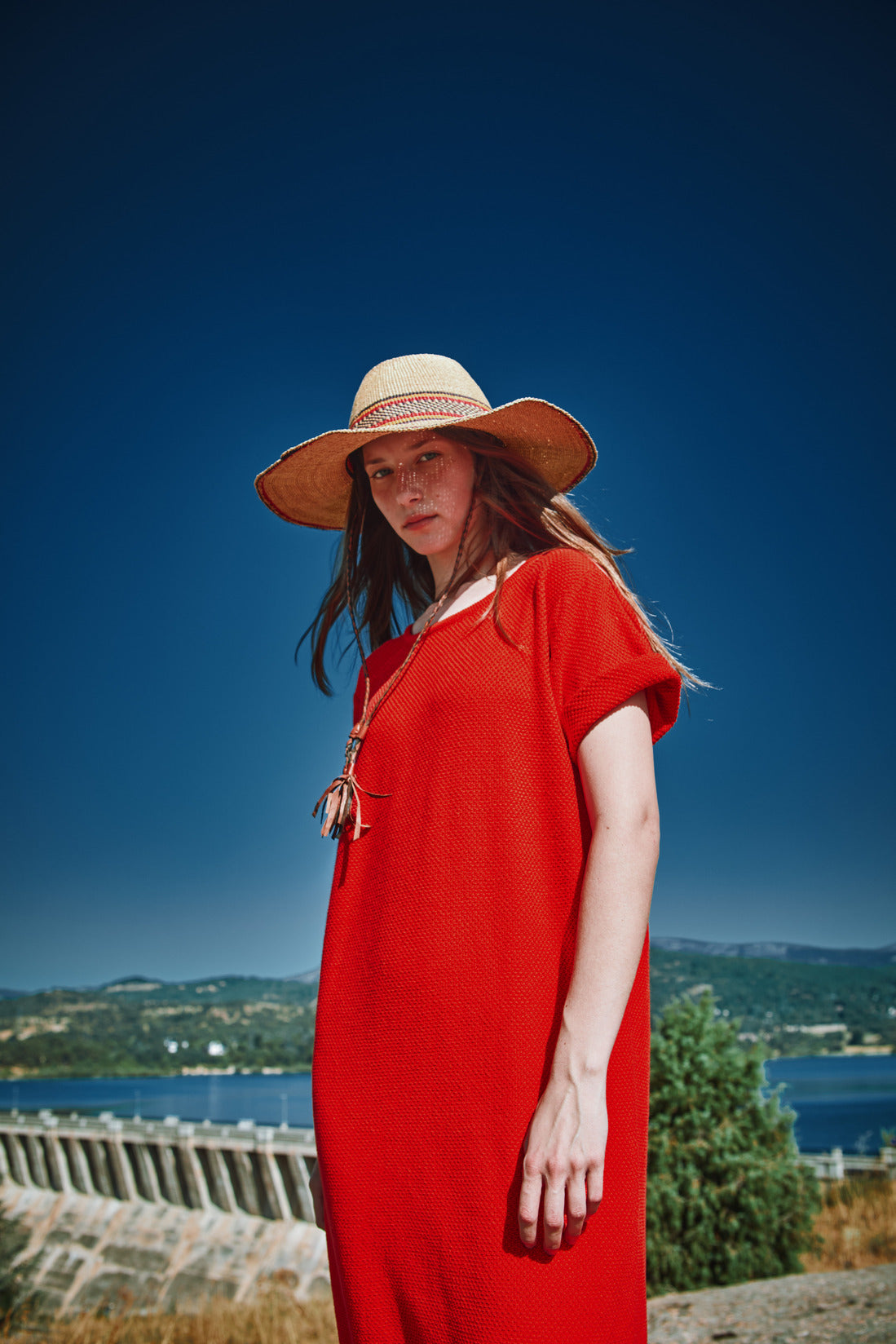 CARLA Robe t-shirt en coton bio - Rouge