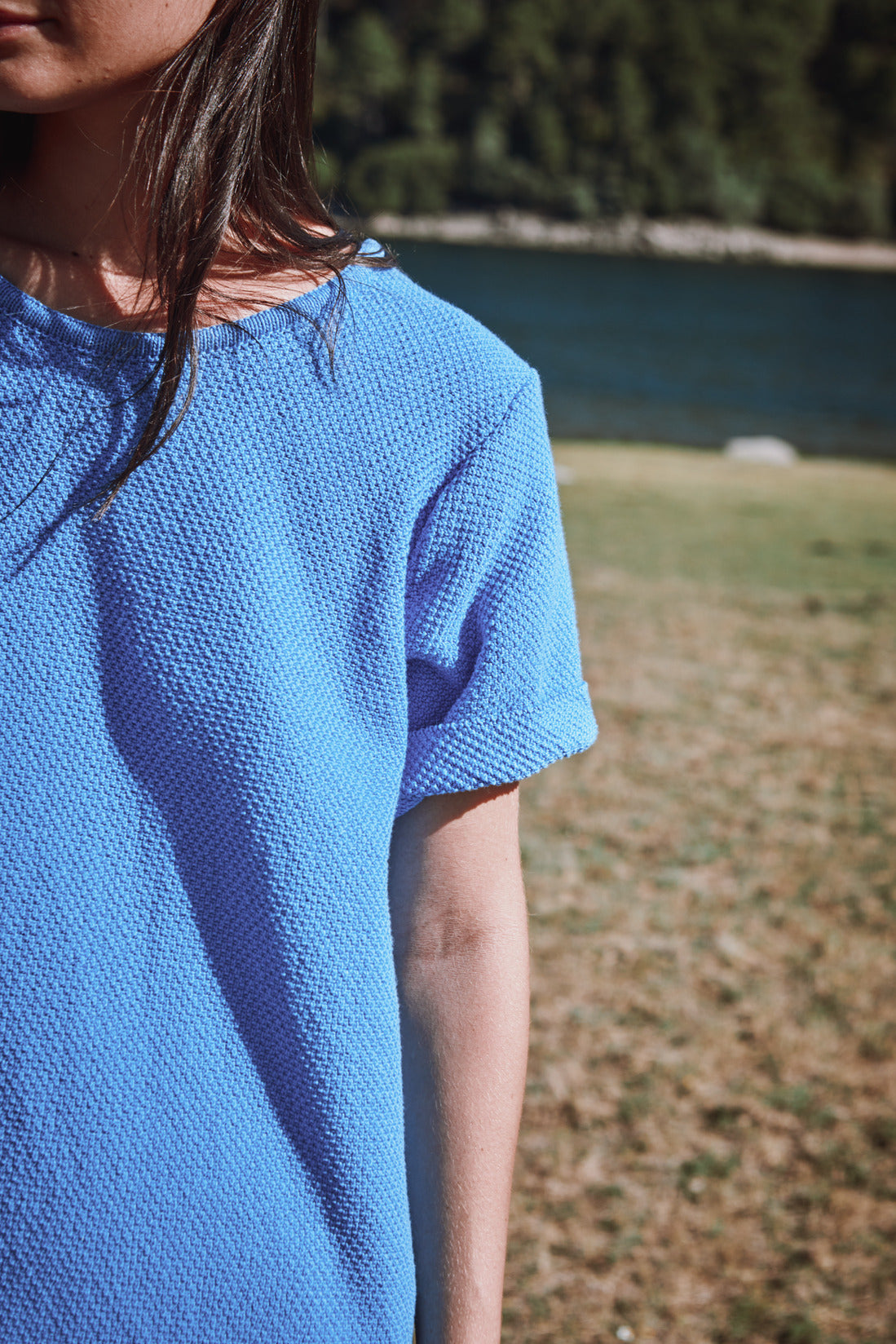 CARLA Robe t-shirt en coton bio - Cyan - L'ENVERS