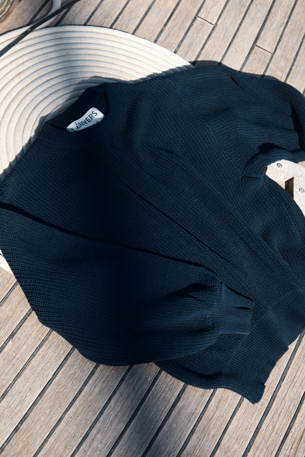 Pull chauve-souris CLEMENTINE en coton bio - Bleu marine