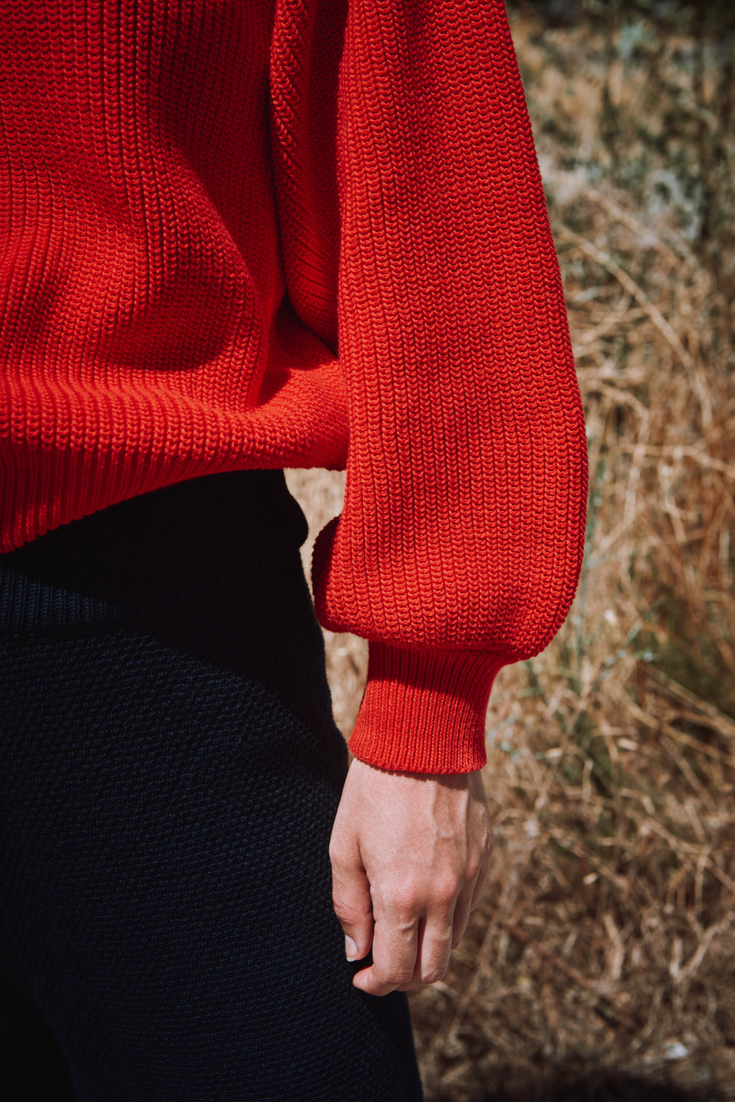 CLEMENTINE Pull à manches chauve-souris en coton biologique - Rouge