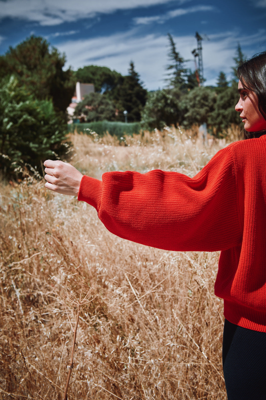 CLEMENTINE Pull à manches chauve-souris en coton biologique - Rouge