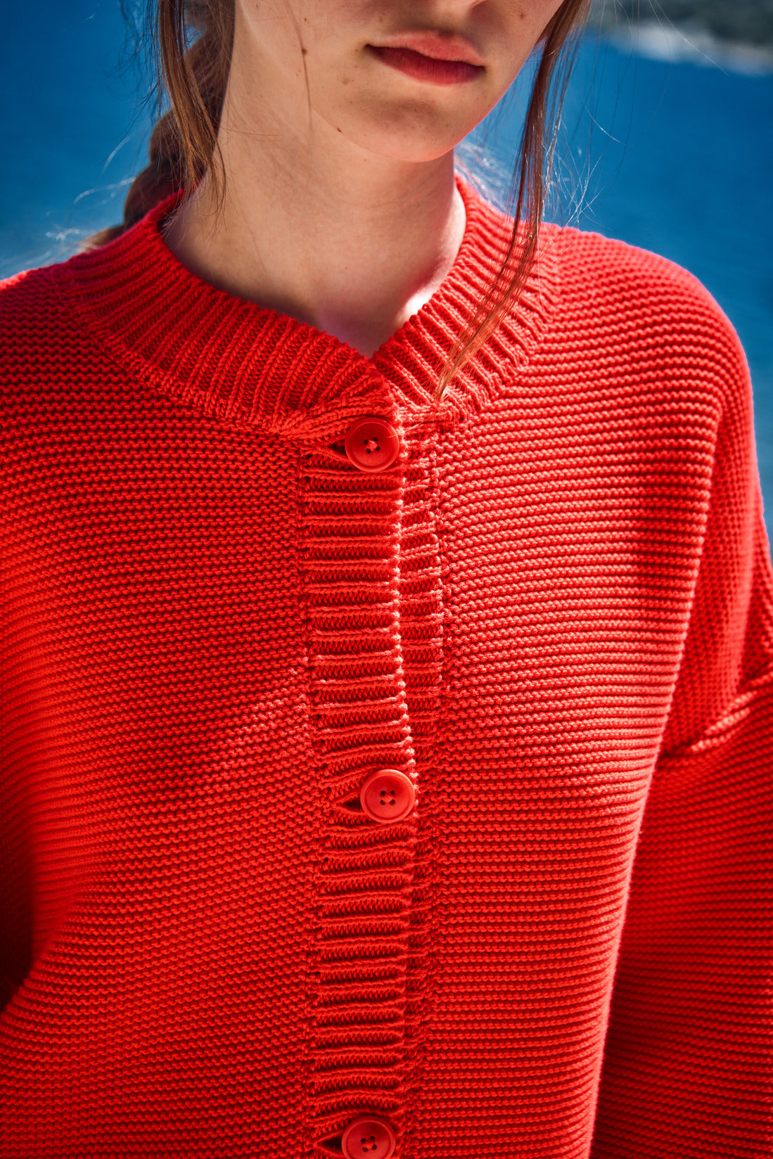 ESTELLE Veste Teddy en coton bio - Rouge - L'ENVERS