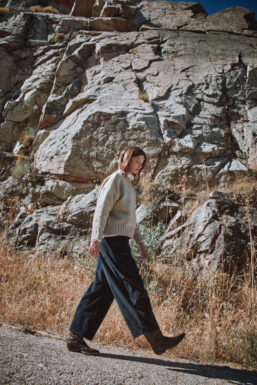 Pull FAUSTINE en maille ouverte en laine mérinos - Beige