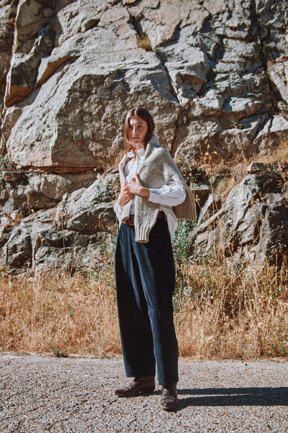 Pull FAUSTINE en maille ouverte en laine mérinos - Beige