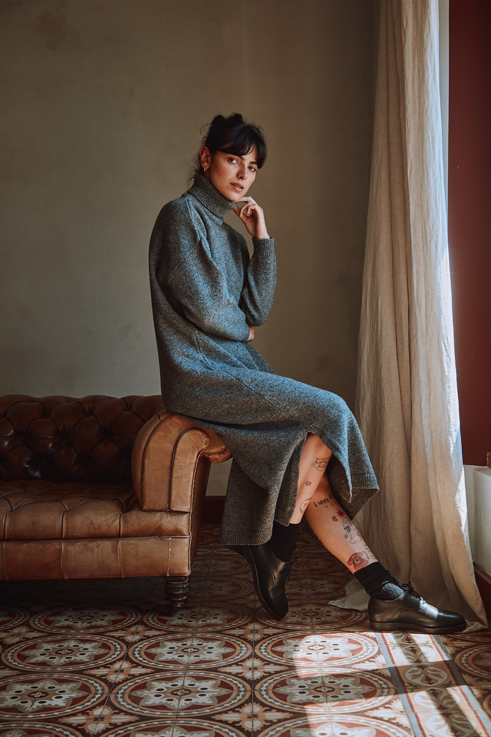 FREYA Robe en laine mérinos, gris cendré - 100% Laine mérinos sans cruauté - L'Envers