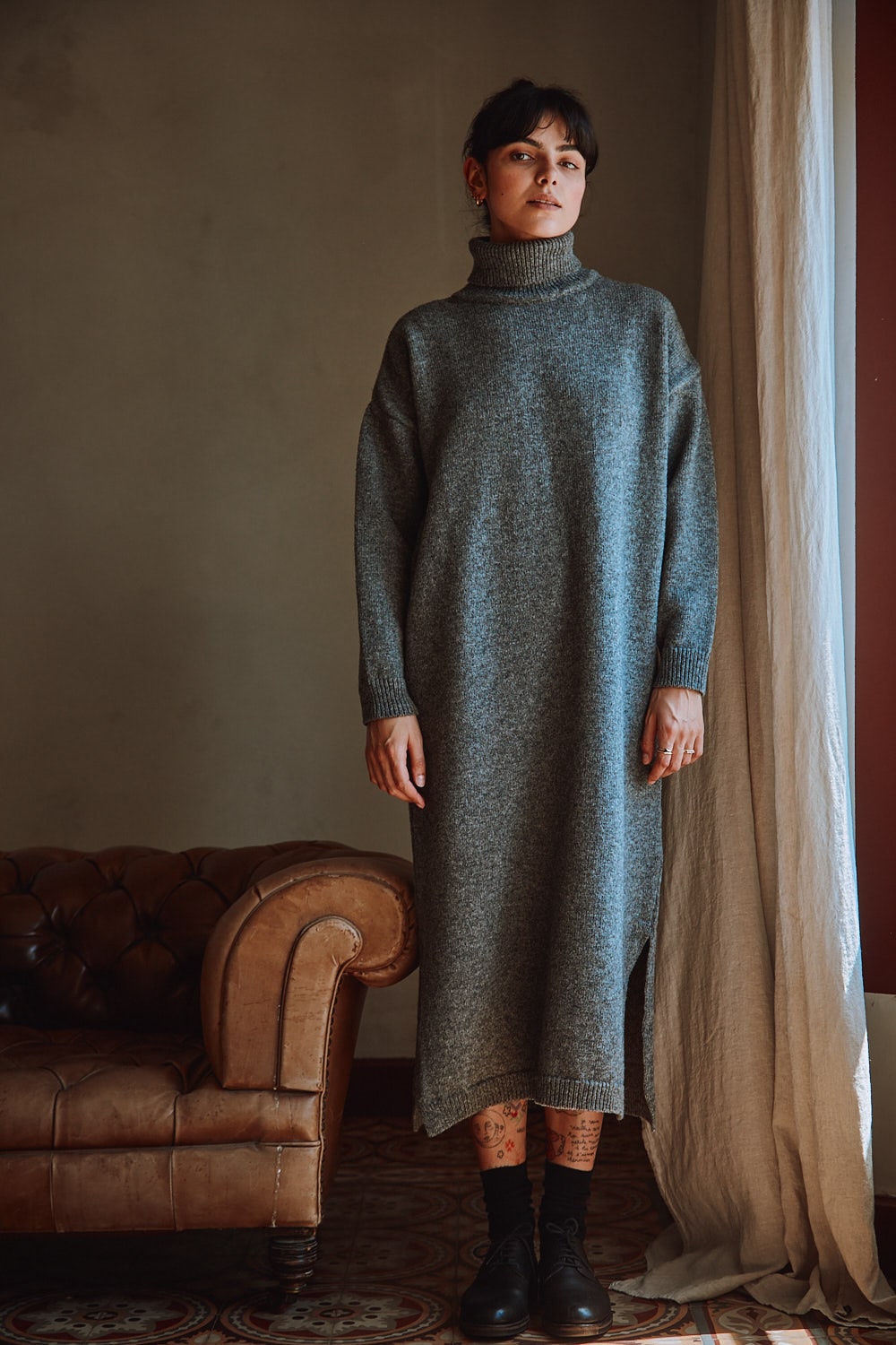 FREYA Robe en laine mérinos, gris cendré - 100% Laine mérinos sans cruauté - L'Envers