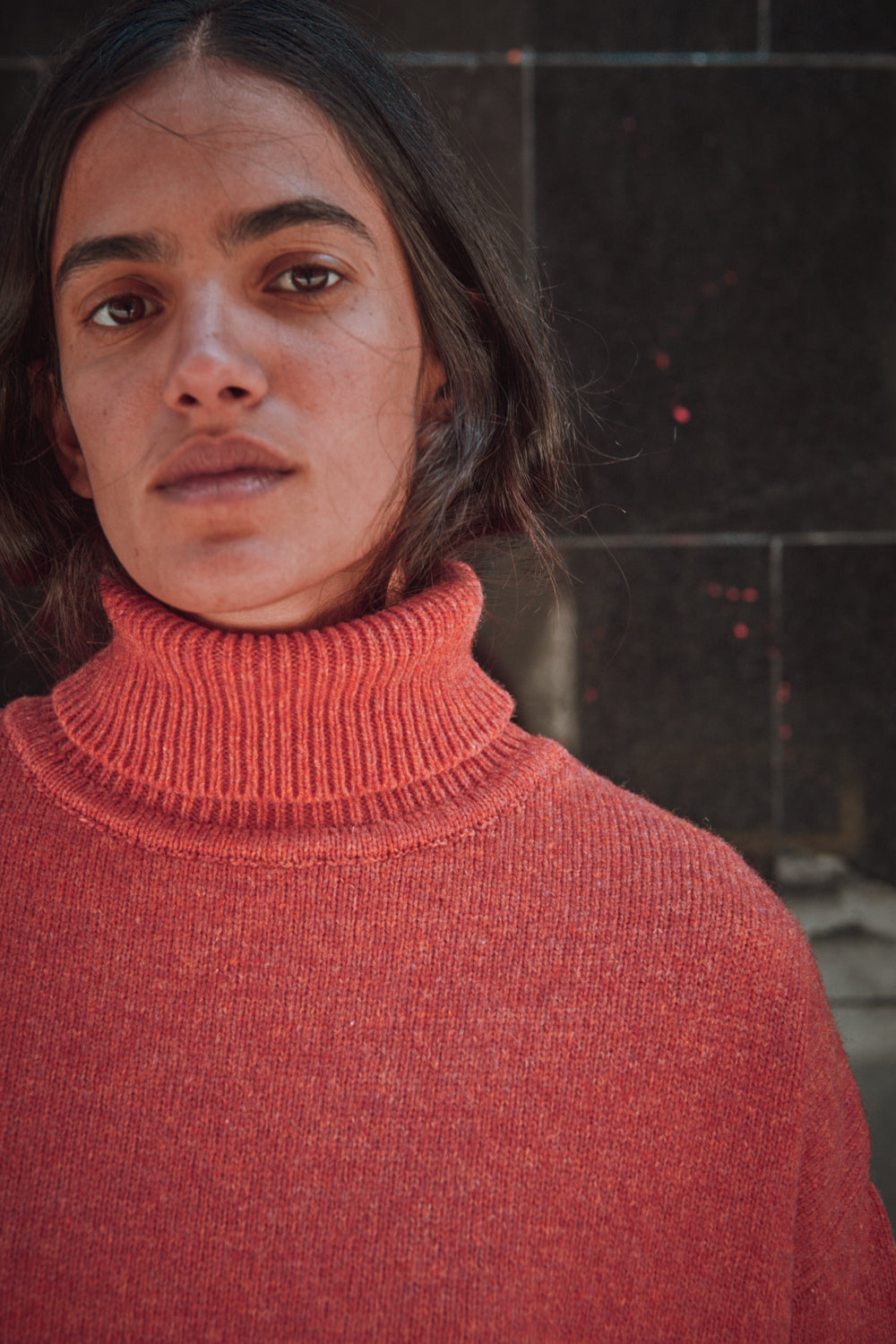 FREYA Robe en laine mérinos - Corail