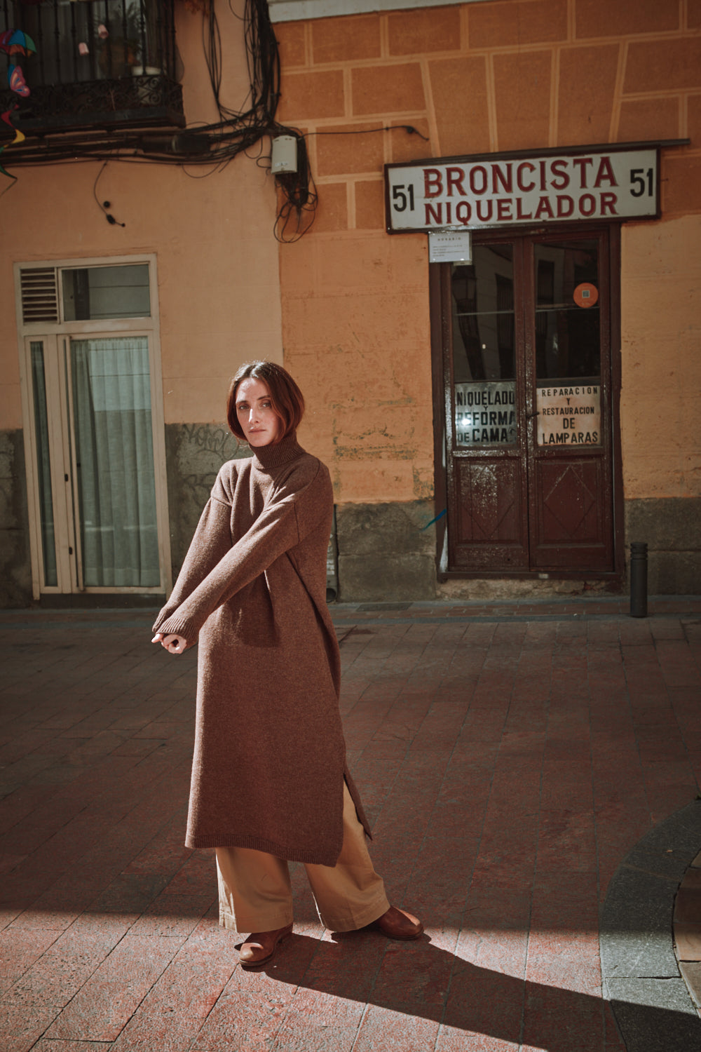 FREYA Robe en laine mérinos - Chocolat