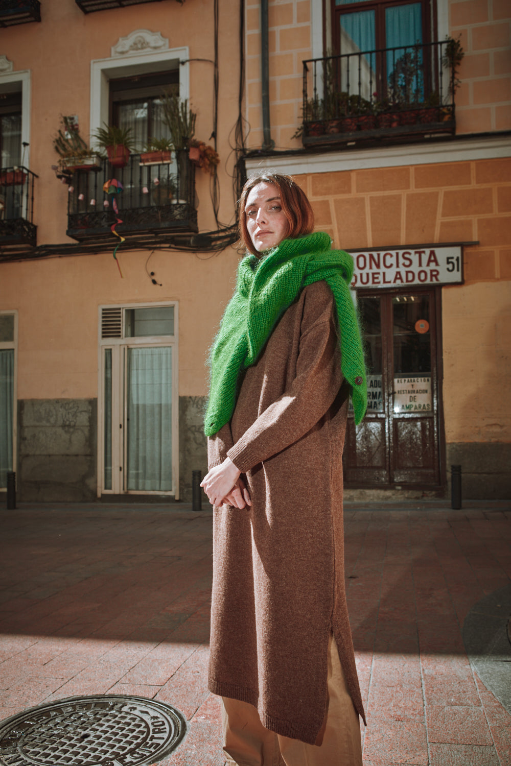 FREYA Robe en laine mérinos - Chocolat