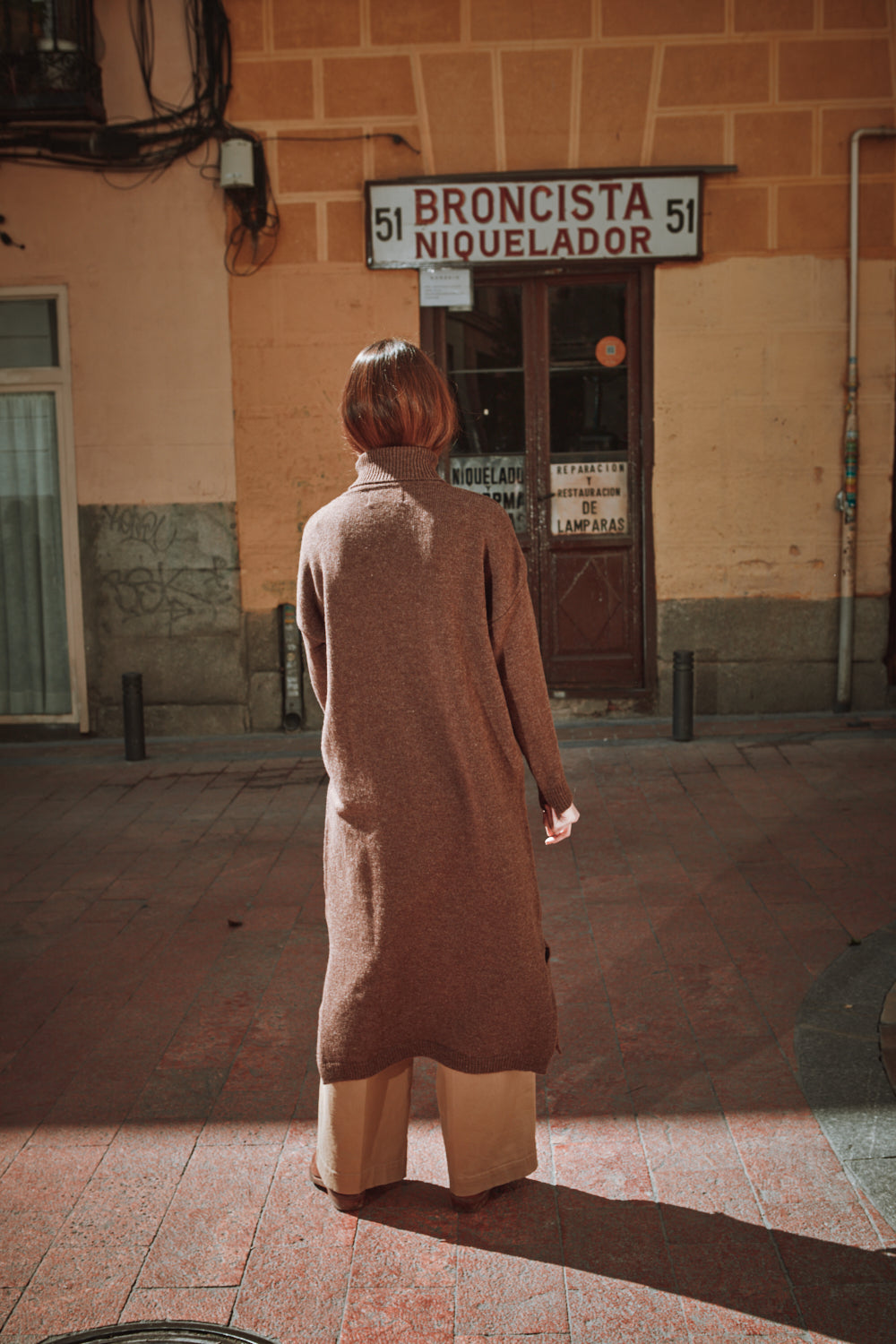 FREYA Robe en laine mérinos - Chocolat