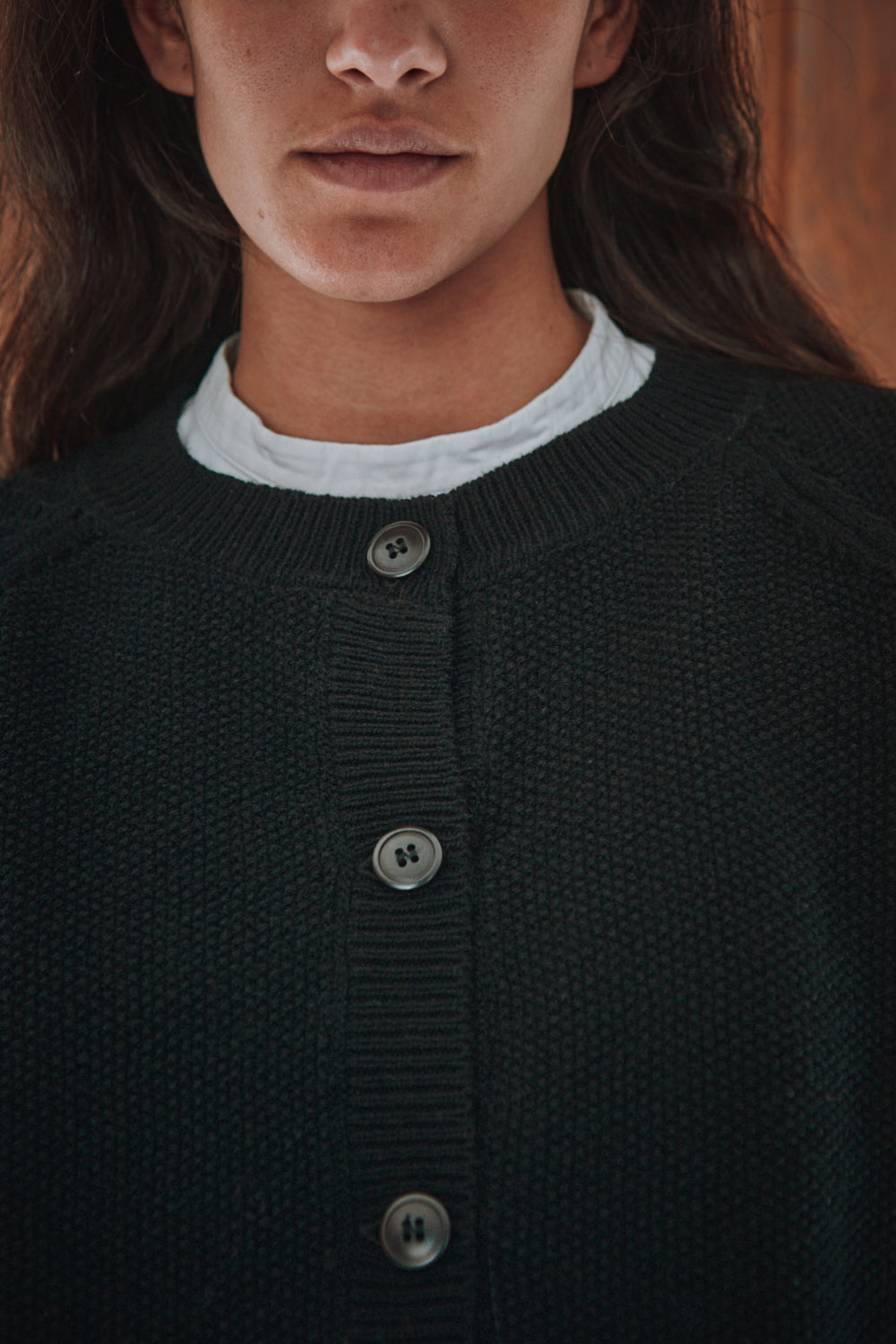 GABY Cardigan Manches en laine mérinos - Noir