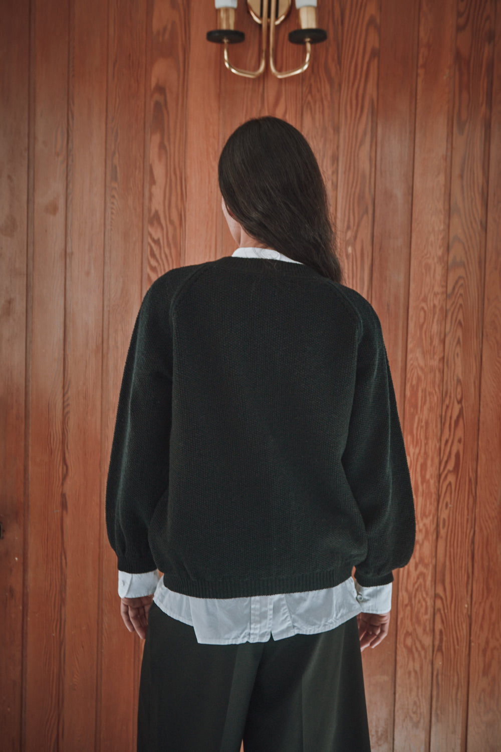 GABY Cardigan Manches en laine mérinos - Noir