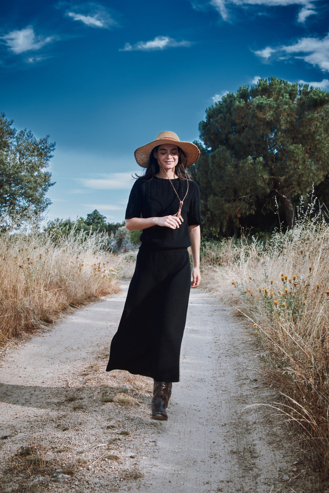 GILDA Jupe longue en coton bio - Noir