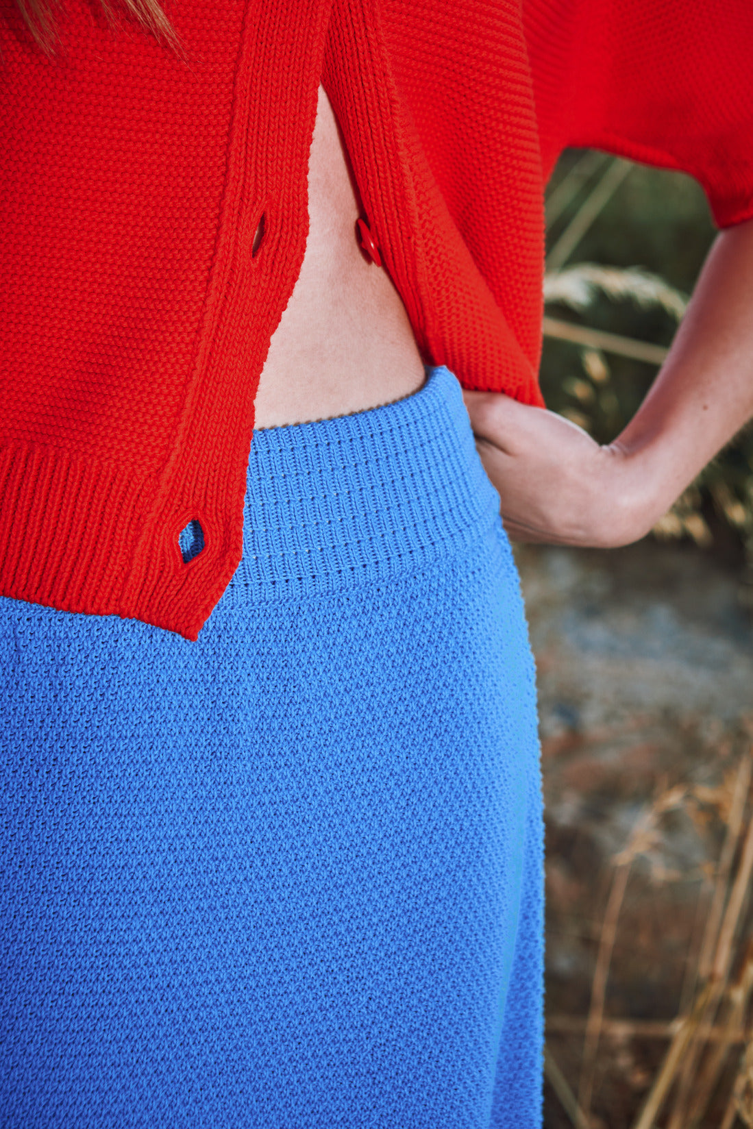 GILDA Jupe longue en coton bio - Bleu cyan