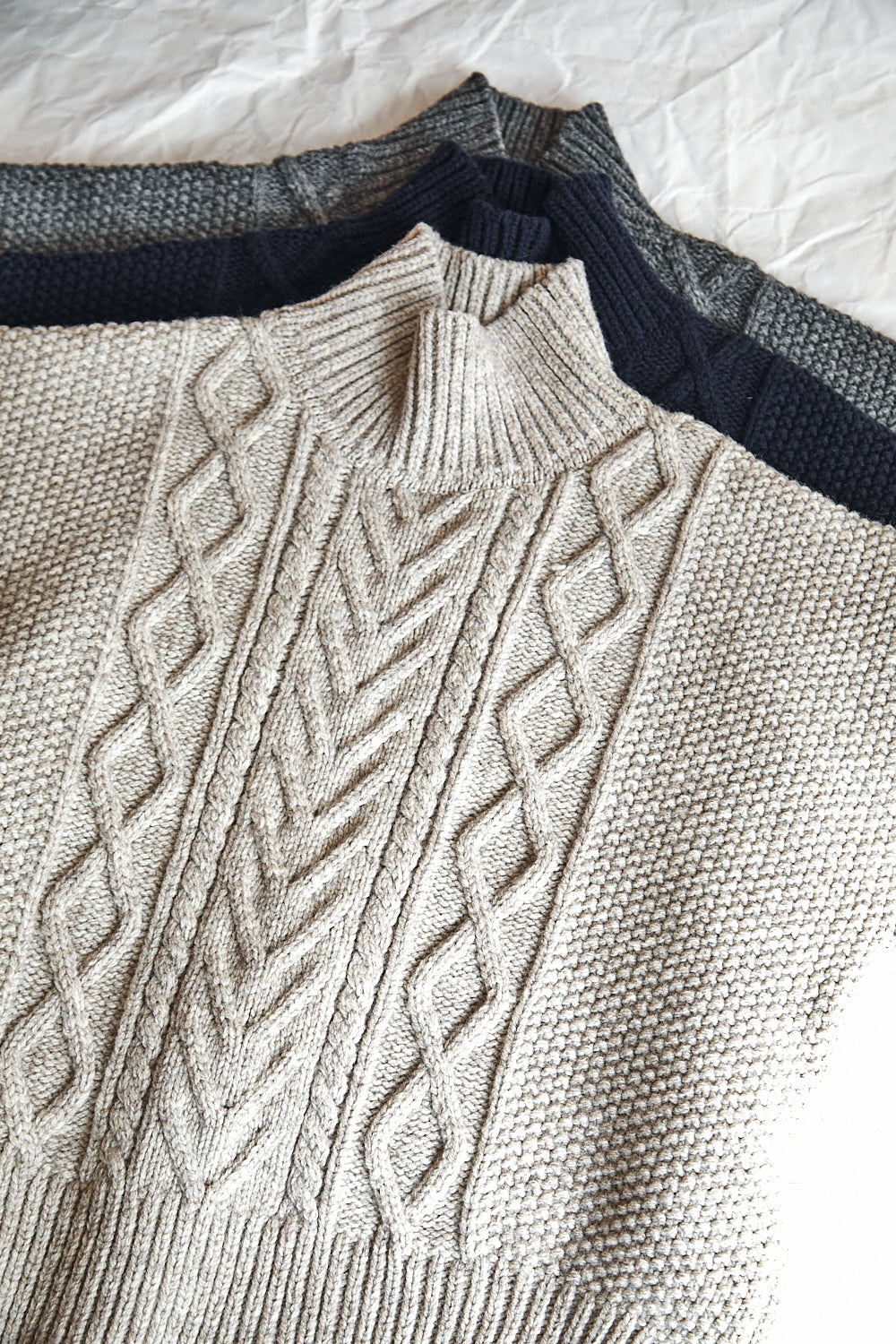 GWENAELLE Pull irlandais en laine mérinos - Gris cendré